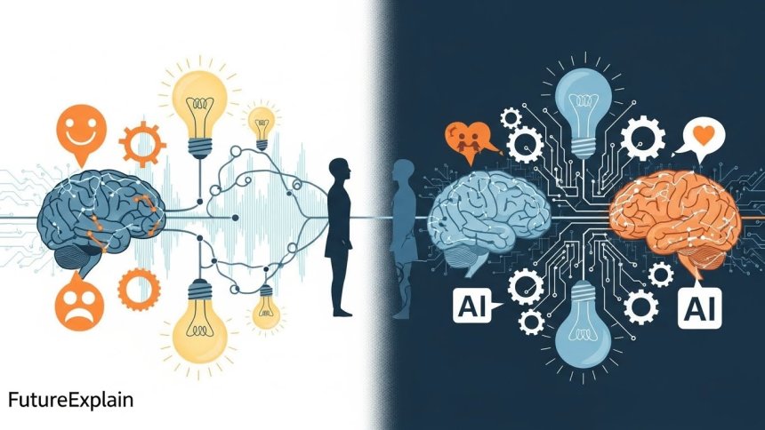 Illustration of human and AI creative processes