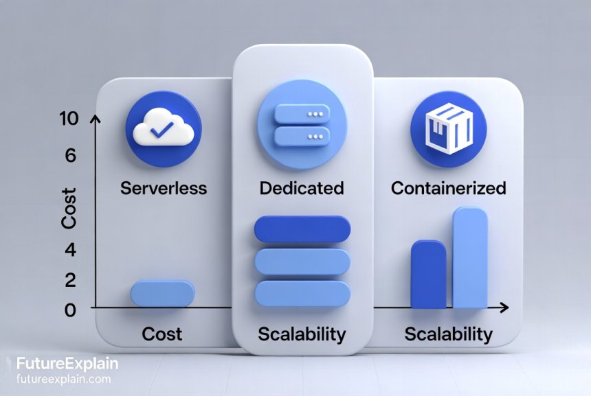 Comparison chart of cost versus scalability for different AI hosting options.