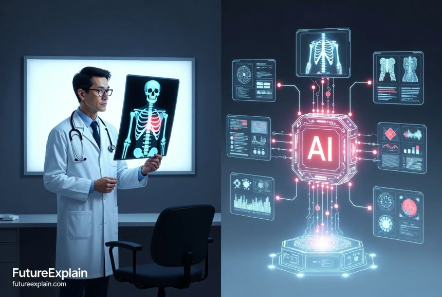 Comparison between traditional medical diagnosis and AI-enhanced diagnostic approach