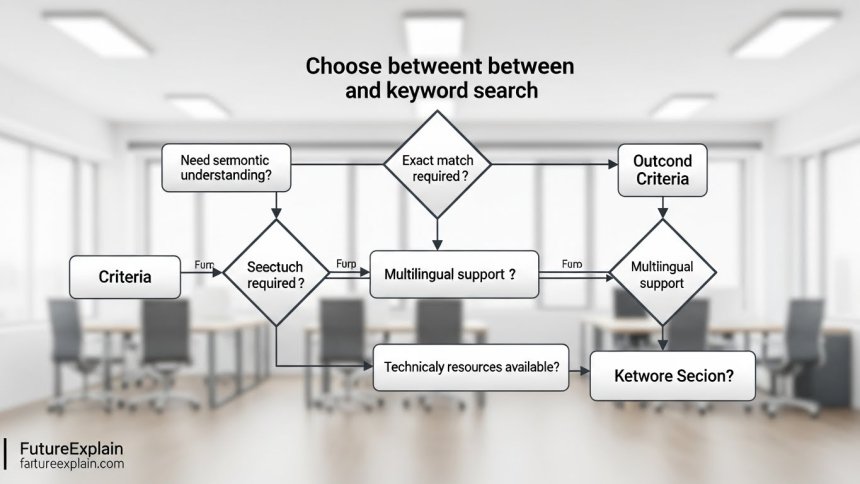 Decision flowchart for choosing between vector search and keyword search based on specific project requirements