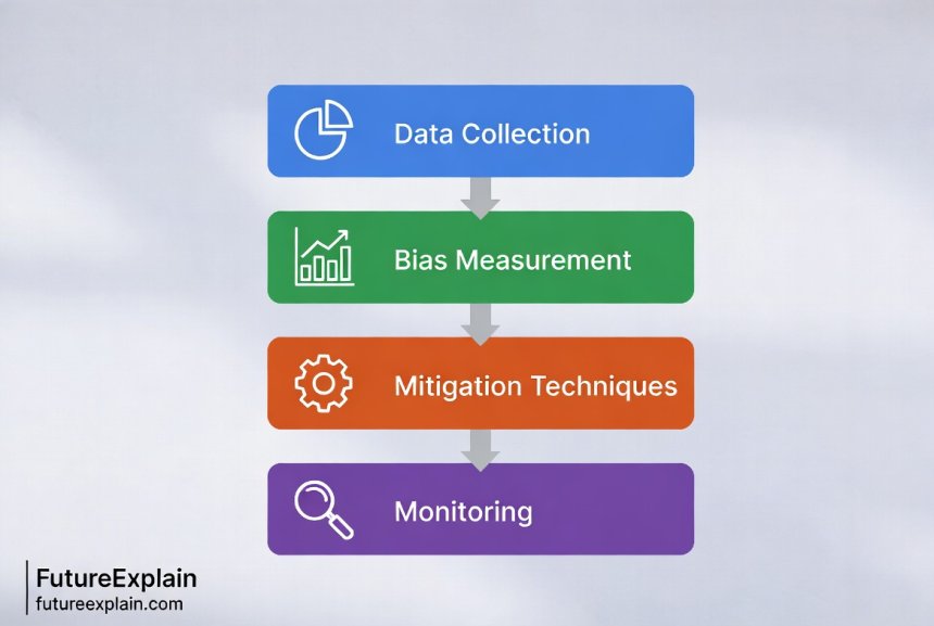 Flowchart illustrating the steps for detecting and mitigating bias in AI models.
