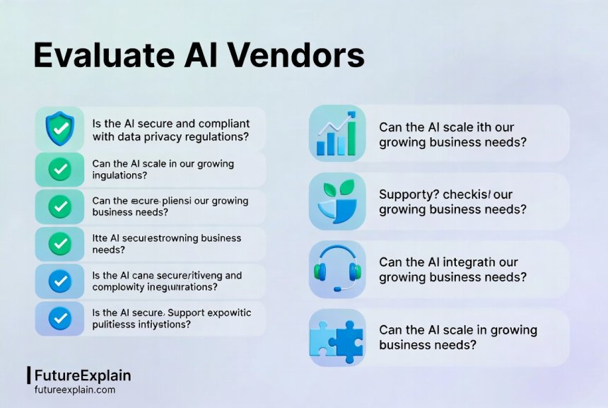 Infographic checklist of essential questions for AI vendor evaluation