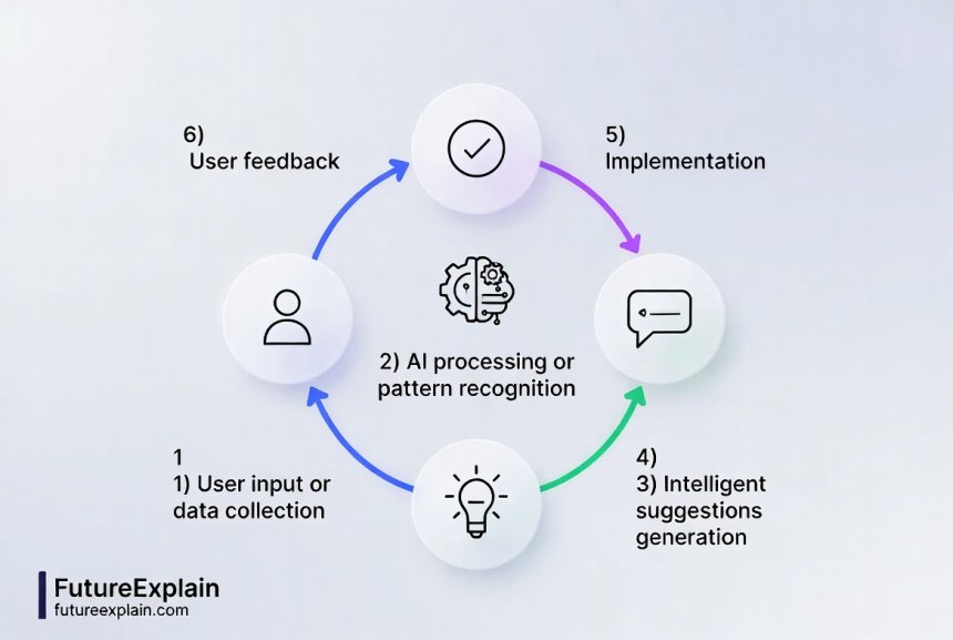Visual diagram of human-AI collaboration loop in UX design process