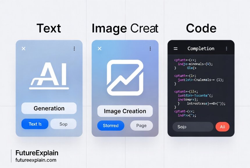 Comparison of different AI interfaces for text, image, and code generation