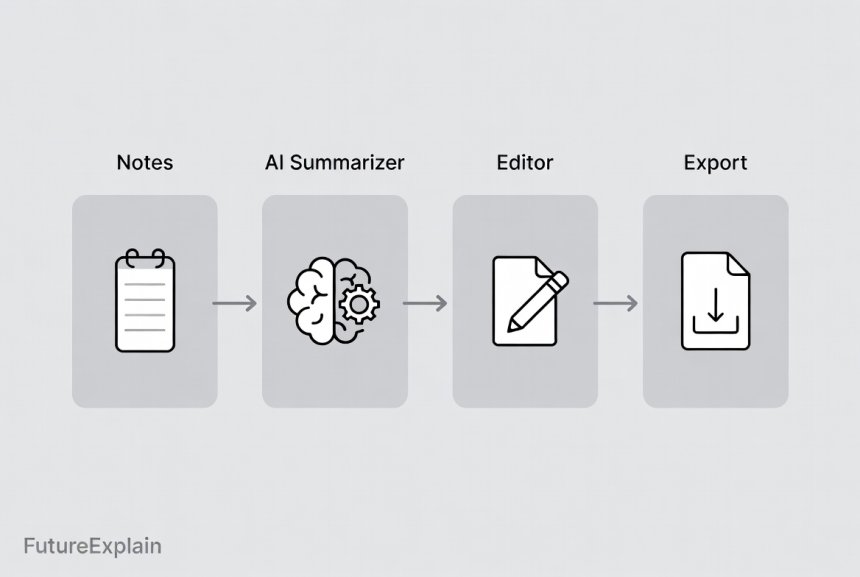 Diagram showing simple AI-powered workflow.