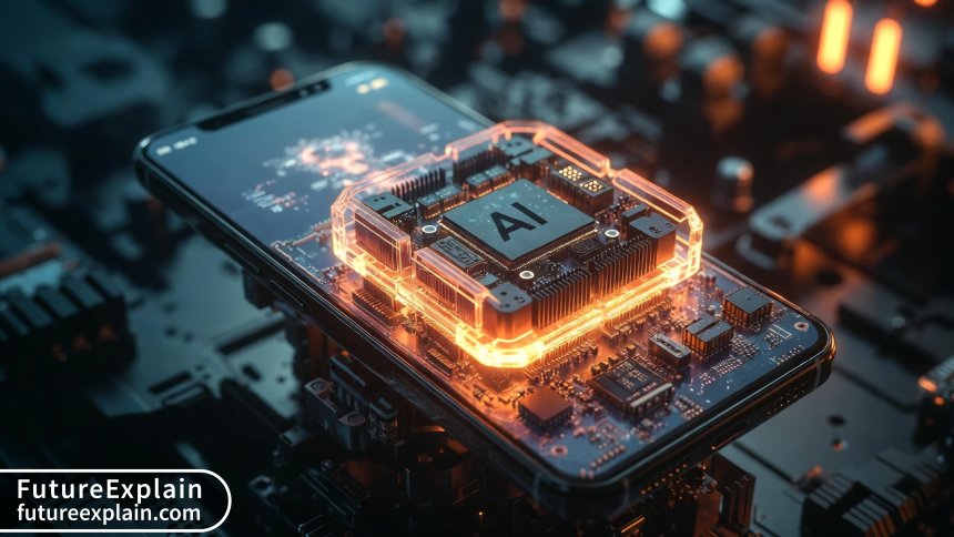 Concept image of future smartphone with dedicated AI processing chip