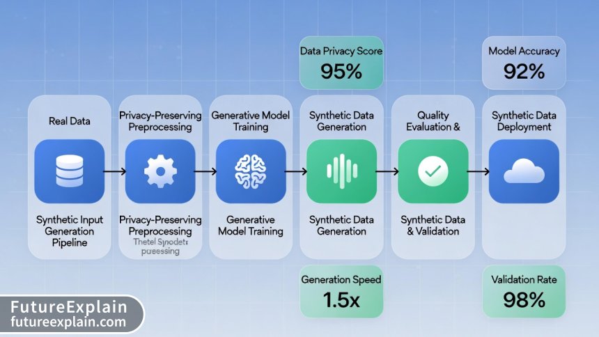 Step-by-step technical pipeline for synthetic data generation from source to deployment with quality checks