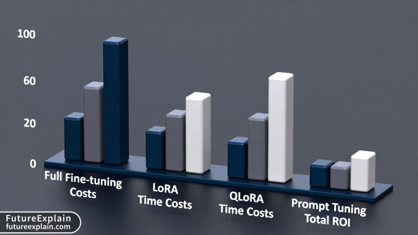 Cost comparison chart showing different fine-tuning methods with compute costs and ROI metrics