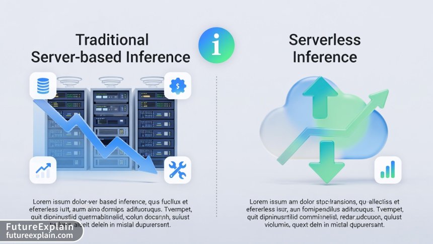 Comparison diagram: Traditional server-based AI inference versus serverless inference architecture