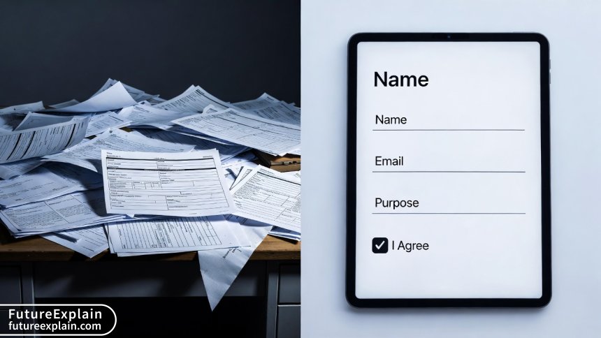 A comparison image showing the stark difference between collecting excessive, disorganized data and practicing focused, minimal data collection.