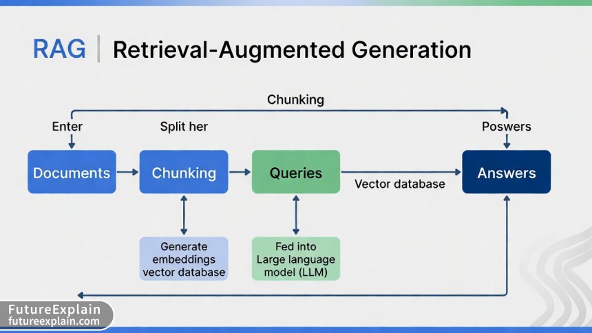 Architecture diagram of RAG workflow showing document processing to answer generation