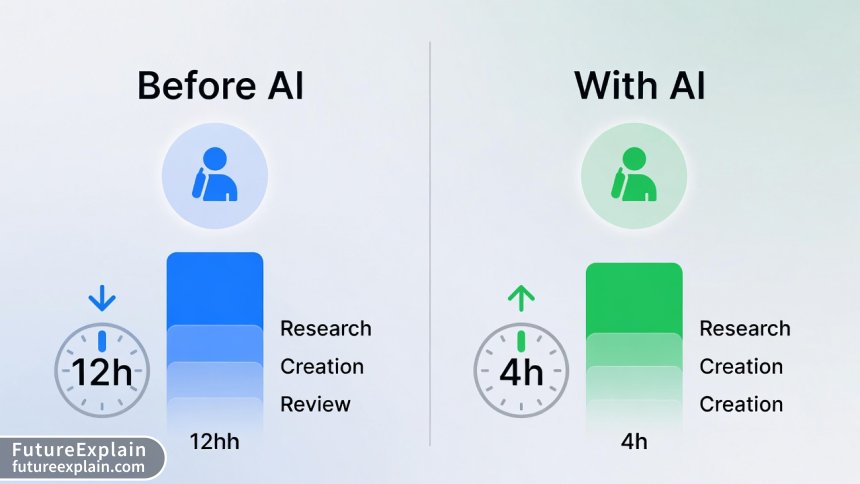 Comparison of traditional vs AI-assisted content creation timelines