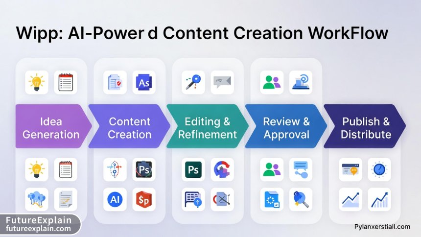 Flowchart of AI-powered content creation workflow stages