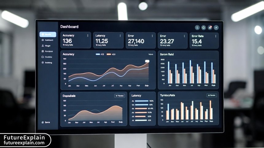 Dashboard comparing AI model performance metrics across different versions