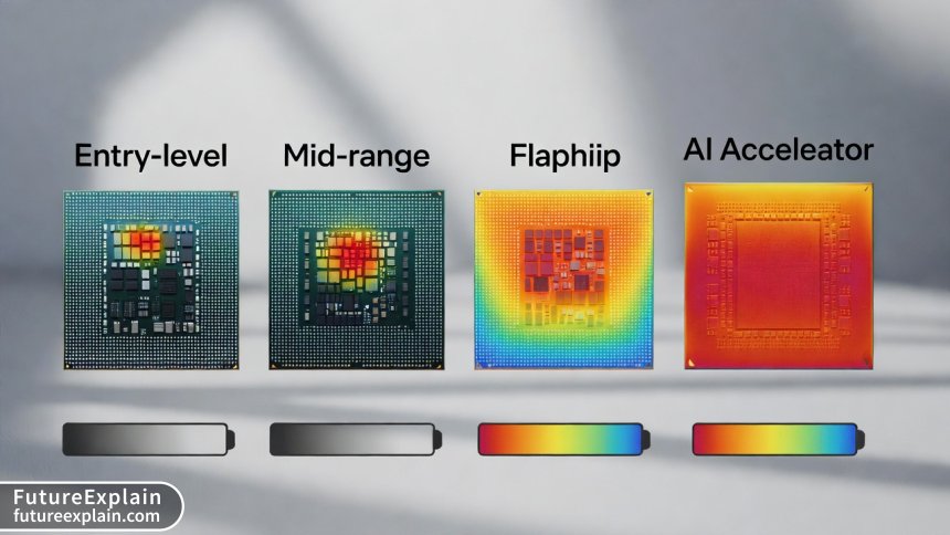Thermal comparison of smartphone chips running vision models with battery consumption indicators