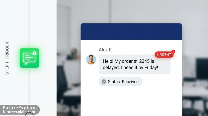 Step-by-step flowchart showing AI customer support automation workflow implementation