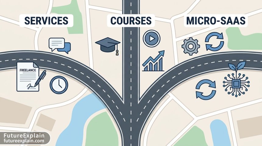 A visual guide showing the steps to build a micro-SaaS and a checklist of key principles.