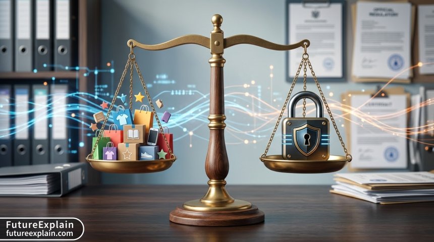 Balance scale symbolizing the equilibrium between marketing personalization and customer privacy protection