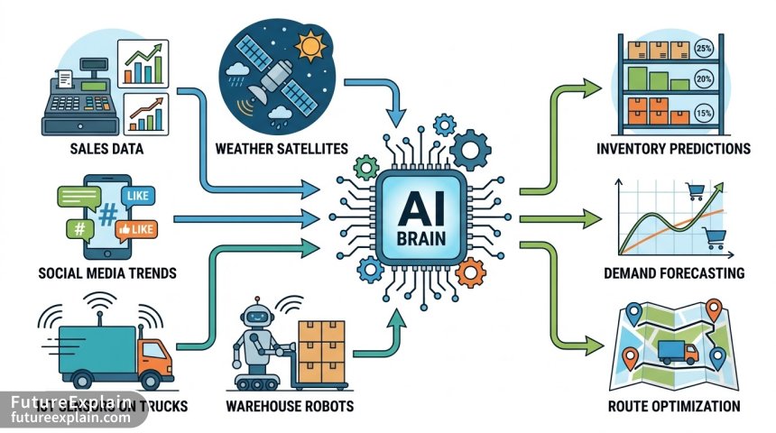 Tablet dashboard showing a comparison between traditional and AI-enhanced demand forecasting.