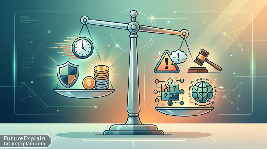 An infographic illustrating the balance between the potential benefits and the significant risks of using AI in legal work.
